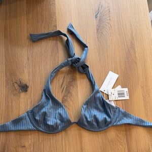 L*Space Ribbed Blue Bikini Top